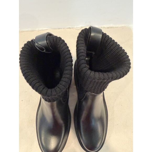 ZARA Women Ribbed Sock Chunky Ankle Boots With Track Sole Black US 7.5 EUR 38 - Picture 11 of 13